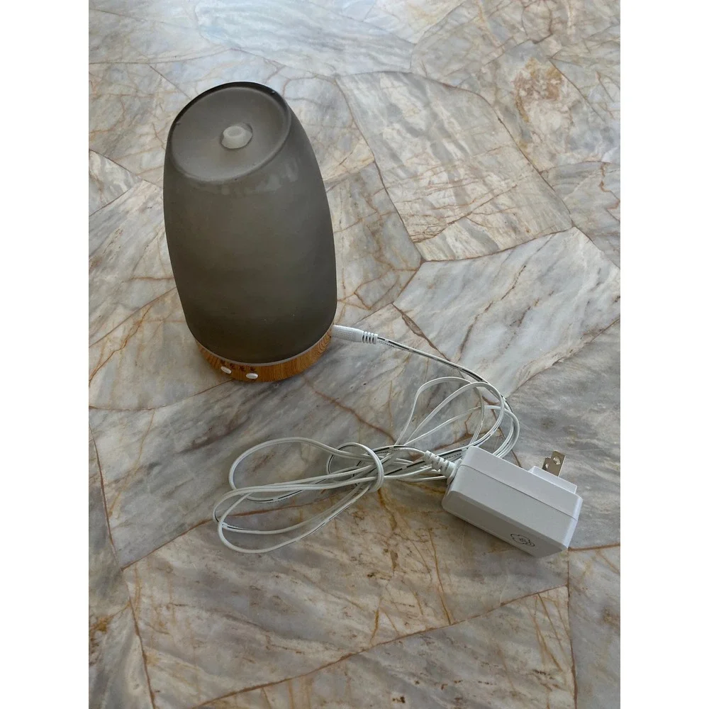 Serene House Ultrasonic Essential Oil Diffuser Frosted Gray Glass Wood Base